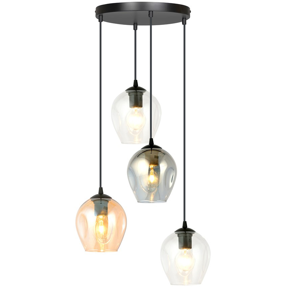 Emibig Istar Prem 4 Light Transparent Graphite and Amber Shade Black E27 Ceiling Pendant Light Image 3