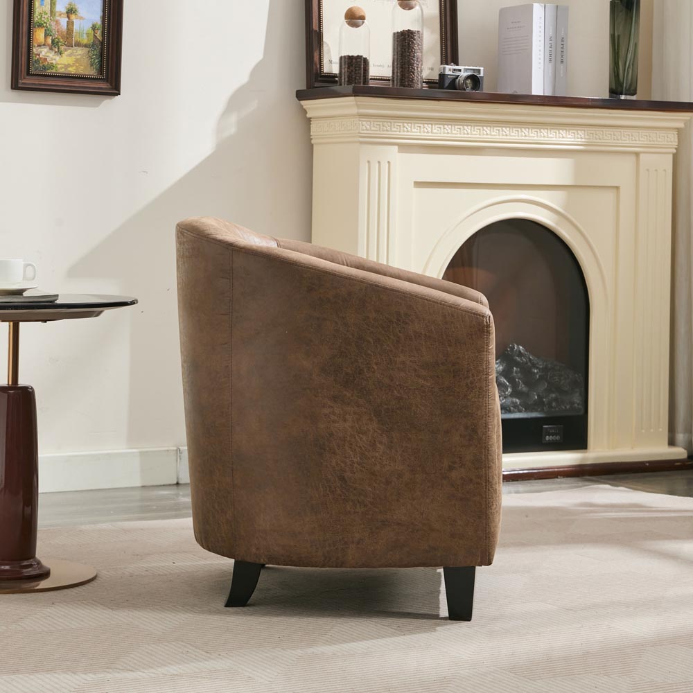 Furniture One Brown Bronzing Fabric Upholstered Tub Chair Image 5