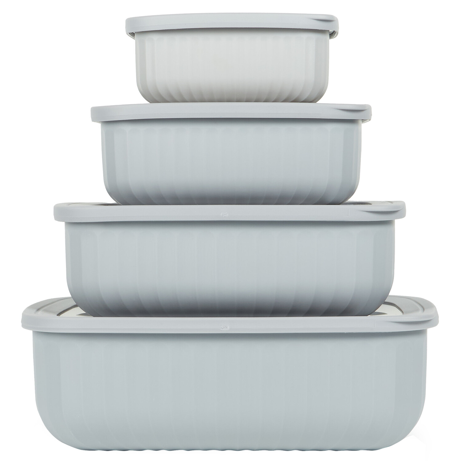 Set of 4 Rectangle Food Storage Containers - Grey Image 3