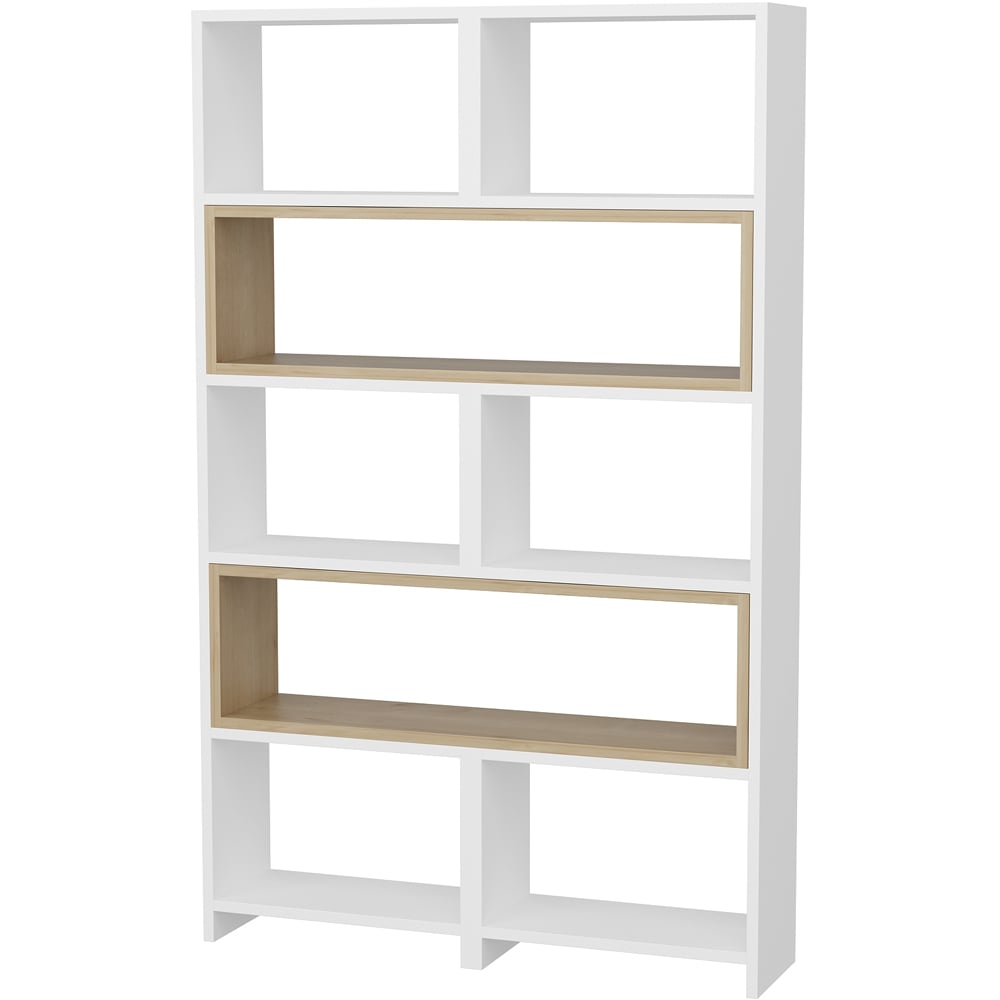 Decorotika Poyraz 8 Shelf White Sapphire Oak Bookcase Image 2