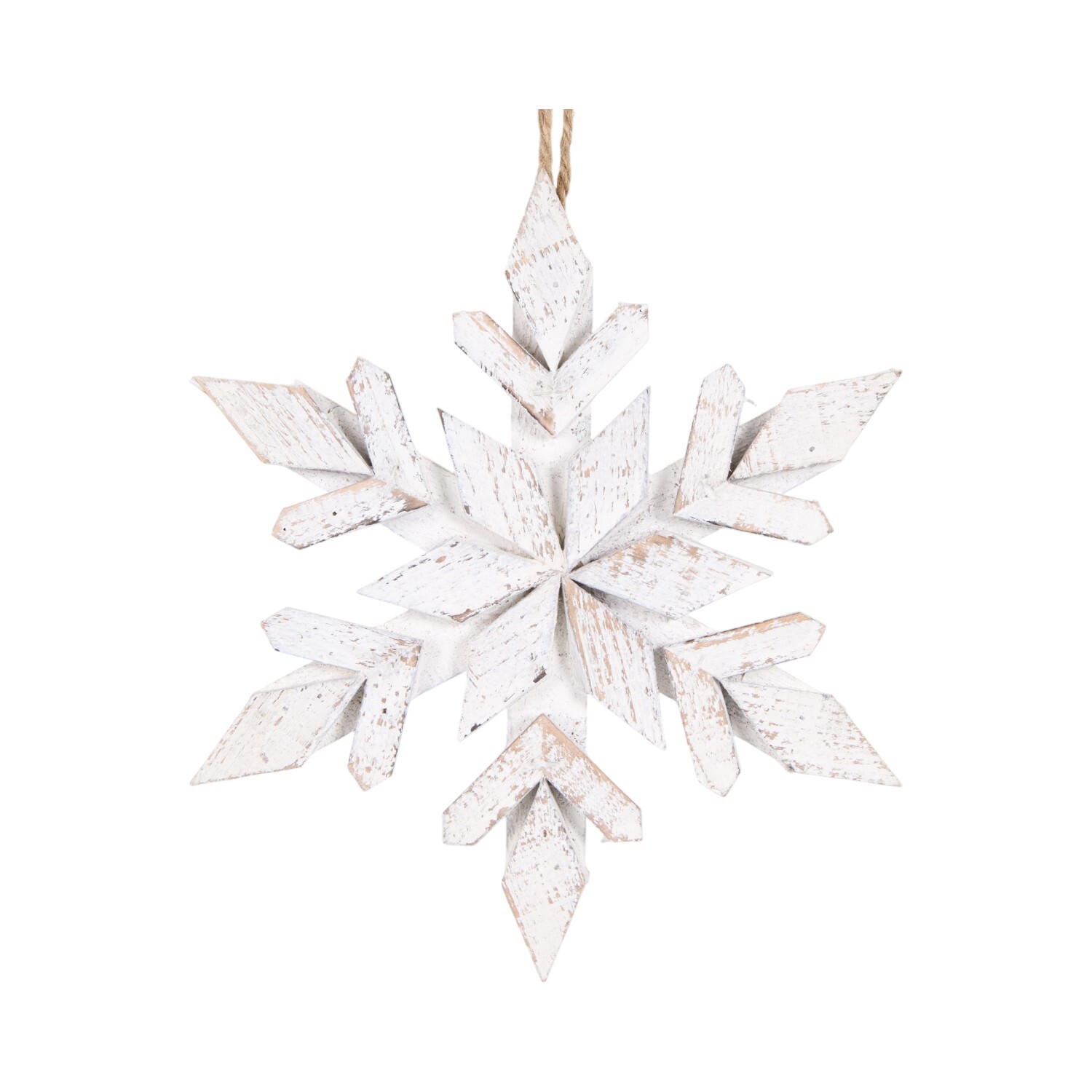 White Scandi Wooden SnowflakeWhite Image 2