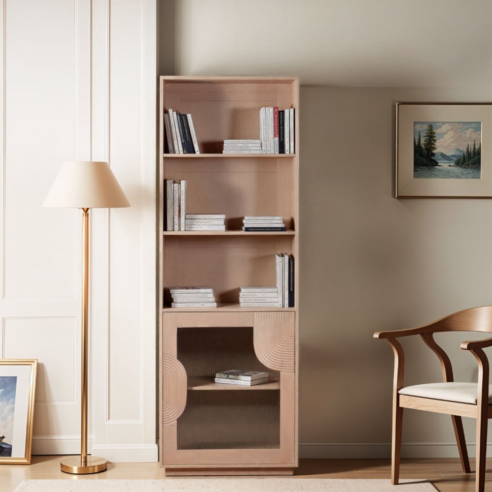 IH Design Jodhpur Single Door 3 Shelf Solid Wood Bookcase Image 5
