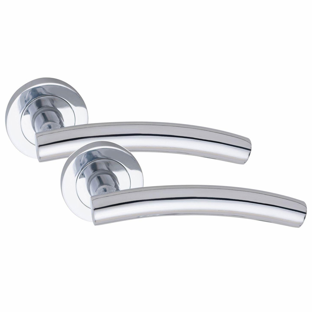 Golden Grace Polished Chrome Arched T-Bar Door Handle with Spindle and Fixing 5 Pack Image 3