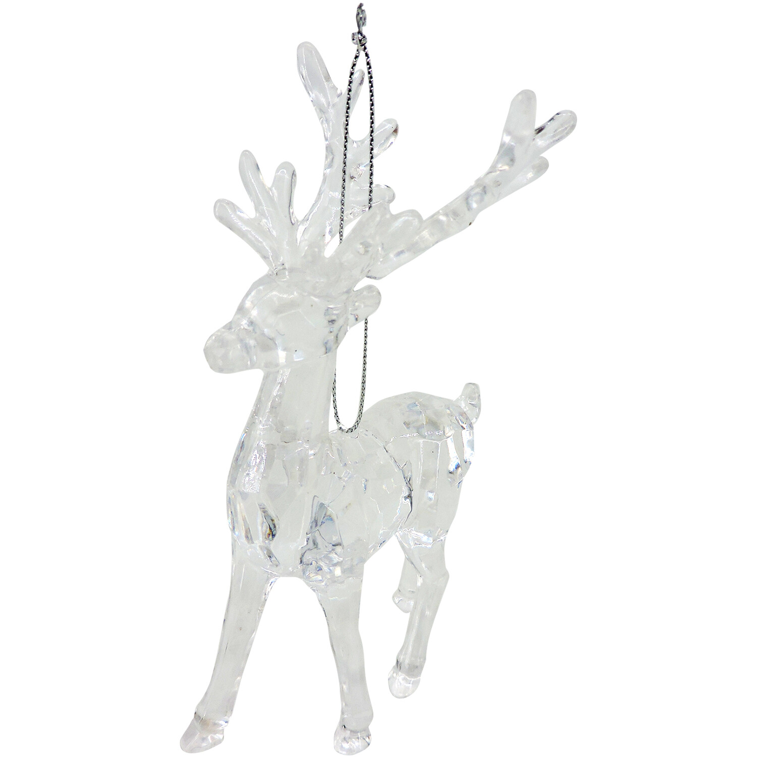 Frosted Fairytale Clear Hanging Reindeer Single Ornament Image