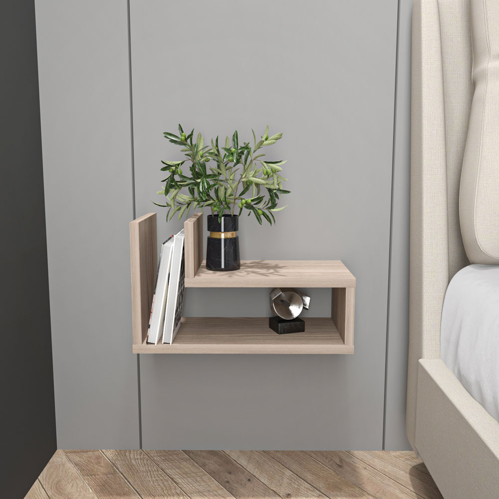 Decorotika Lara 2 Shelf Cordoba L Shaped Floating Bedside Table Image 6