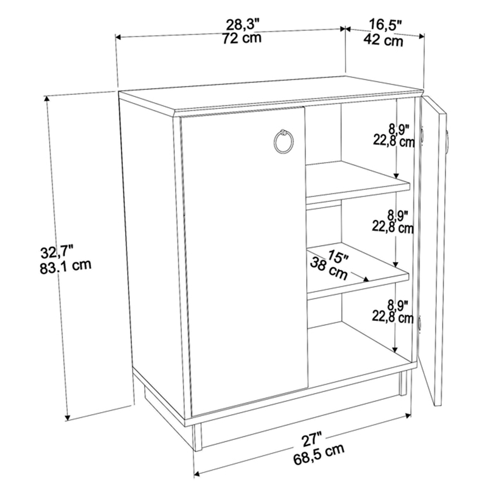 Decorotika Nuans 2 Door White and Walnut Multipurpose Cabinet Image 9