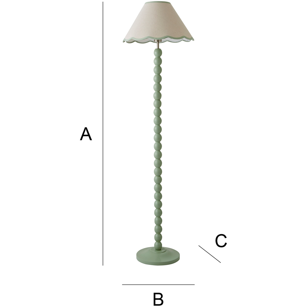 ValueLights Bobbins Natural and Green Scallop Shade Sage Green LED Floor Lamp Image 8