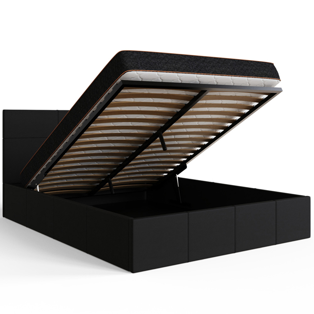 GFW King Size Black Faux Leather End Lift Ottoman Bed with Bonnell Mattress Image 5