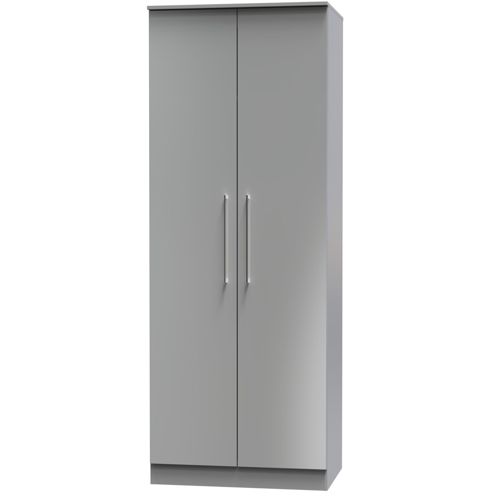 Crowndale Worcester 2 Door Uniform Grey and Dusk Grey Wardrobe Ready Assembled Image 2