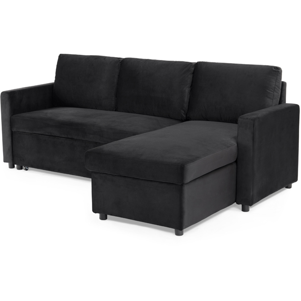 Home Detail Dorset Small Double Sleeper Black Velvet Pull Out Sofa Bed with Storage Image 2