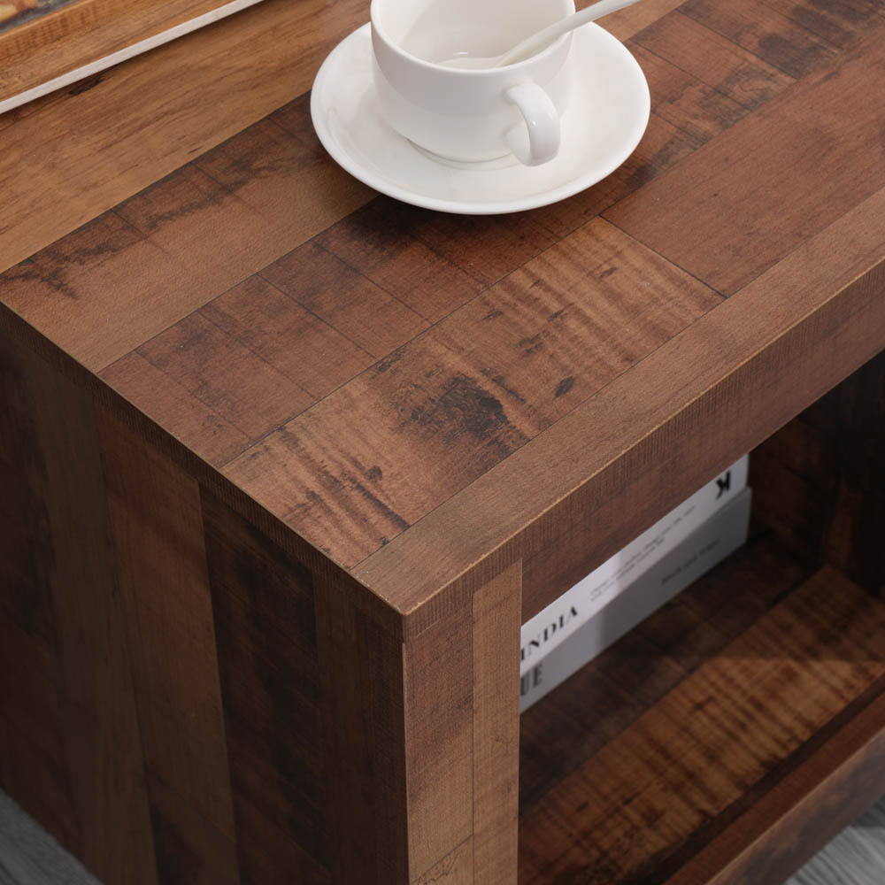 FurnitureHMD Single Shelf Industrial Style Wooden Side Table Image 5