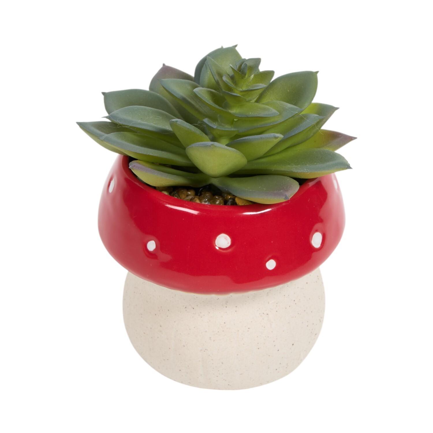 Succulent in Mushroom Pot Red Image 4