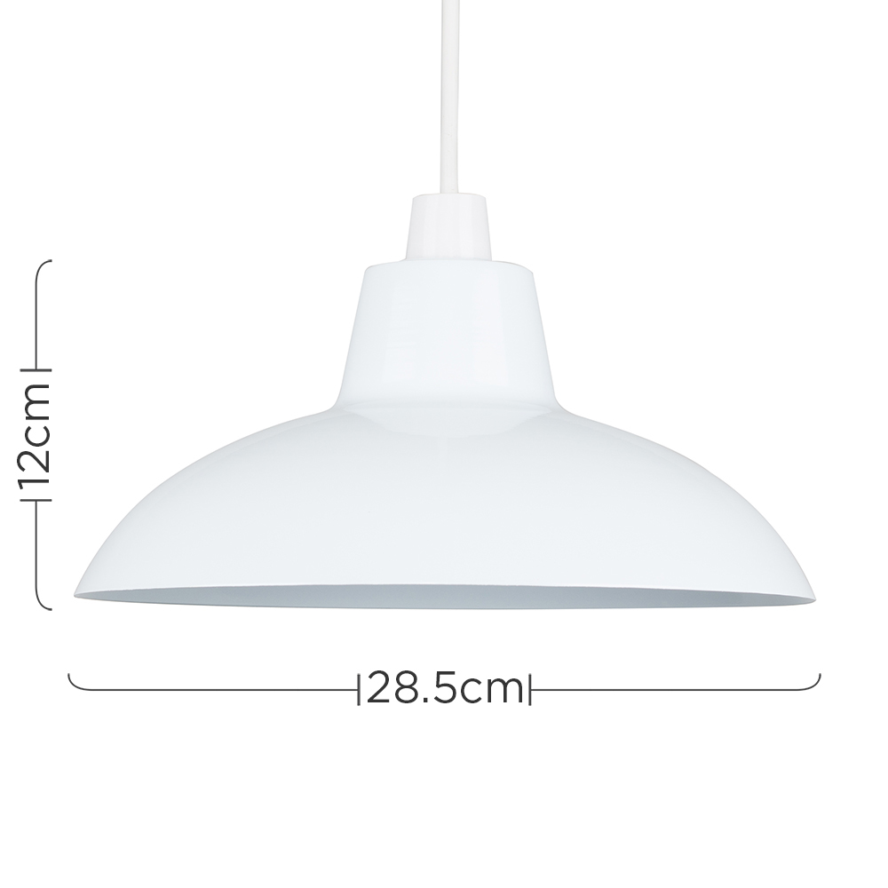 ValueLights Civic White Retro Pendant Light Shade Image 9