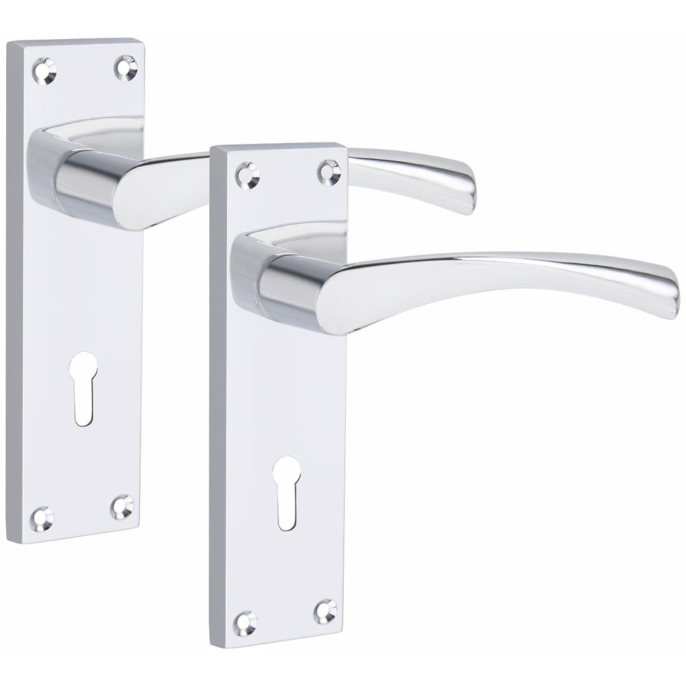 Golden Grace Silver Victorian Scroll Astrid 3 Lever Lock Door Handle 64mm 150 x 40mm Image 2