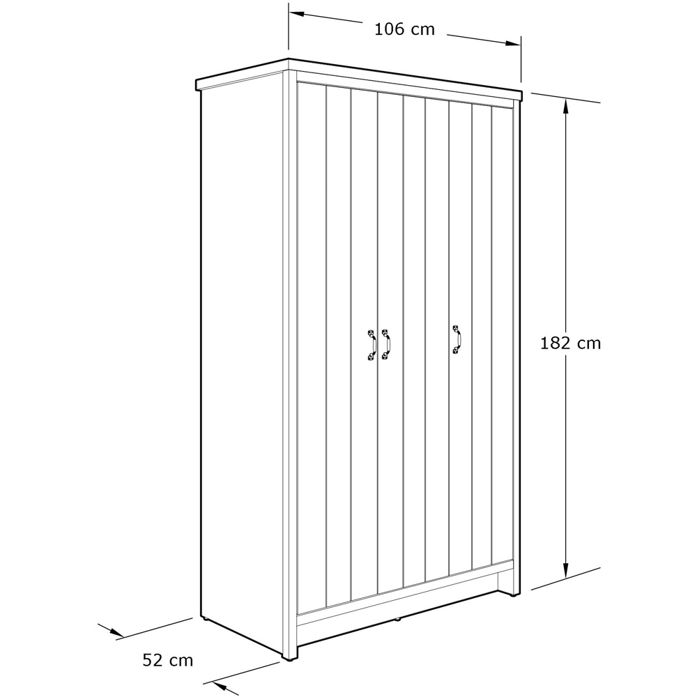 GFW Boston 3 Door Knotty Oak Wood Wardrobe Image 8
