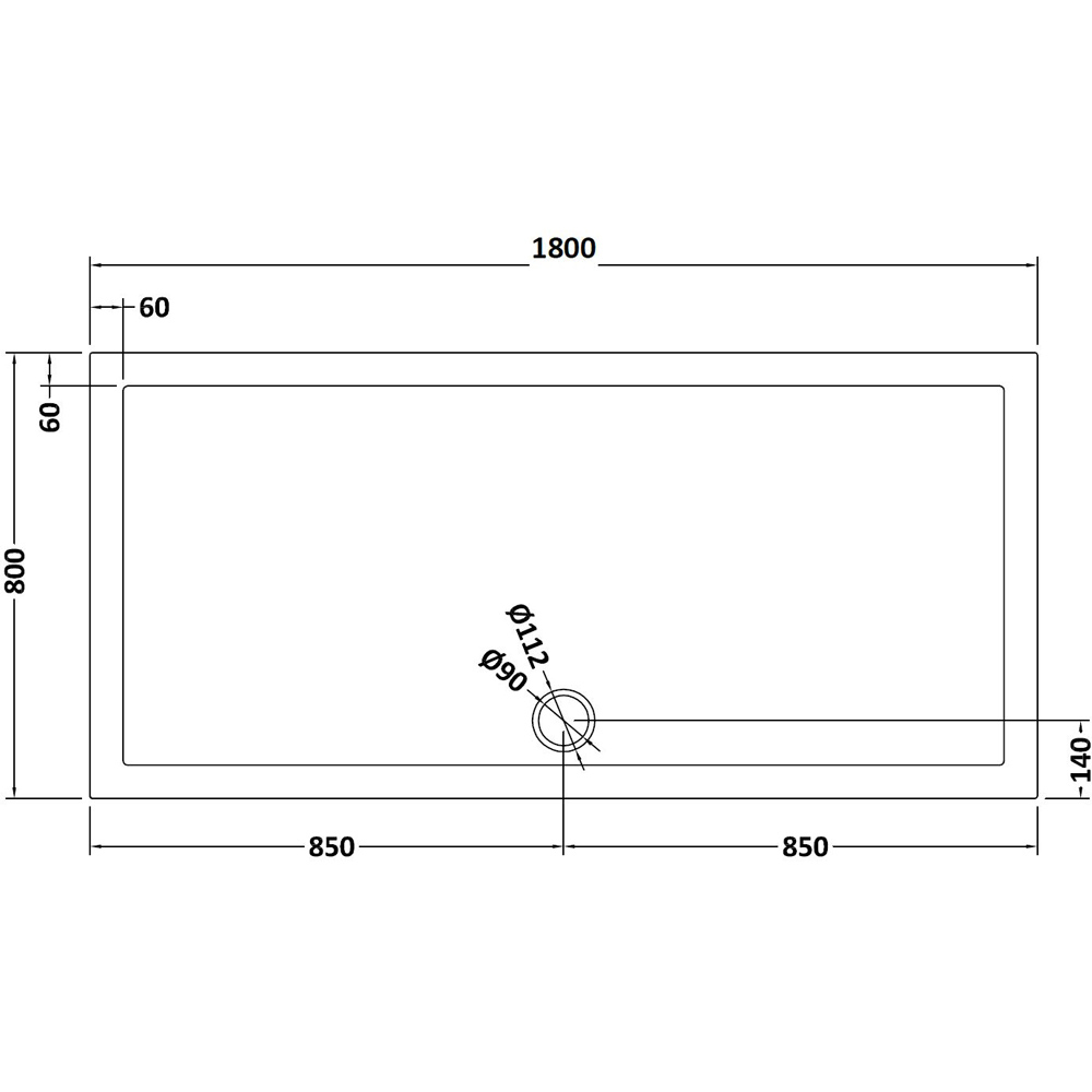 nuie Slate Grey Rectangular Shower Tray 1800 x 800mm Image 2