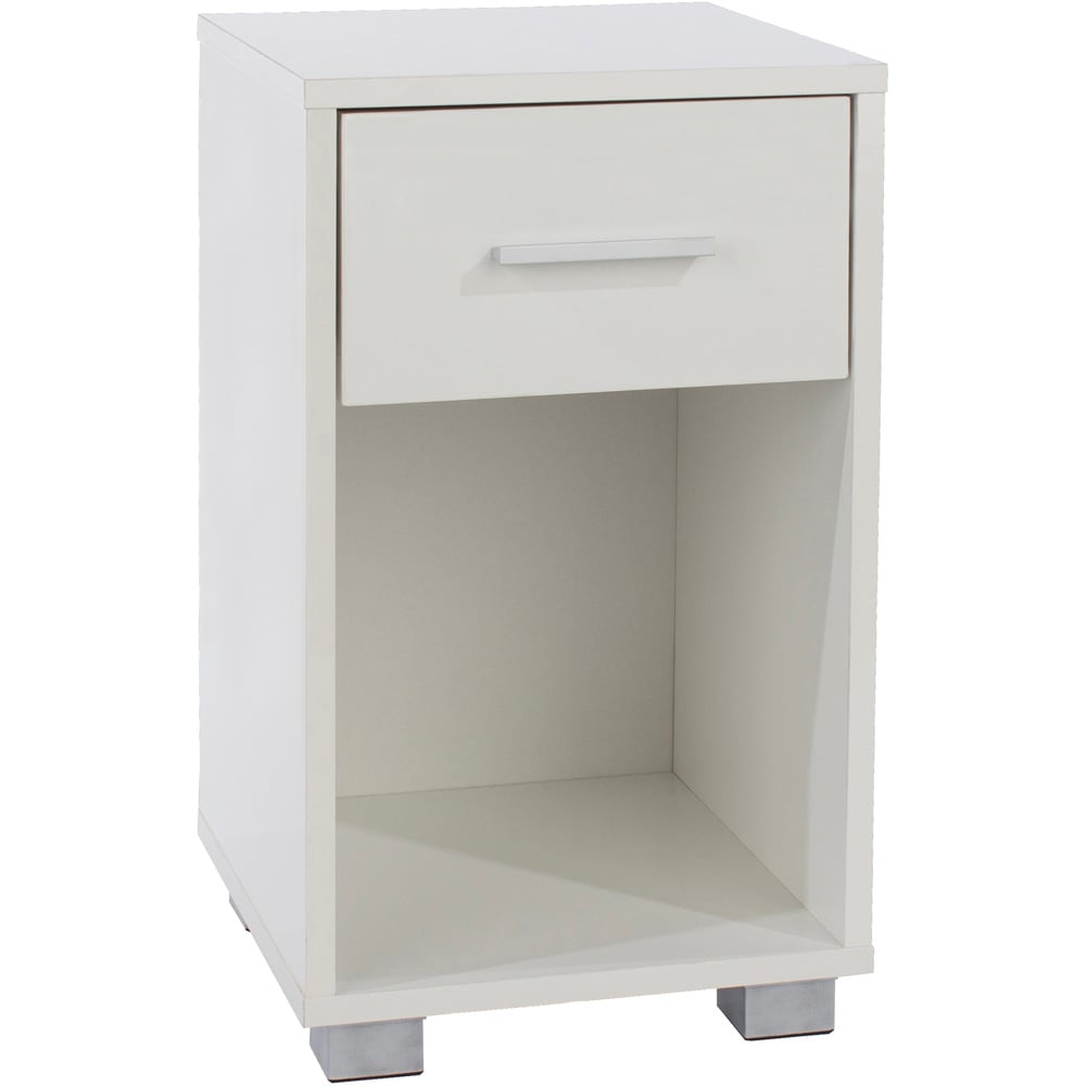 Lido Single Drawer White High Gloss Bedside Table Image 4
