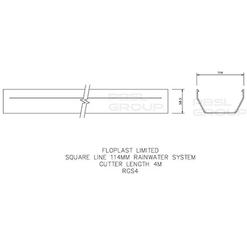 FloPlast Square Gutter White 114mm x 4m Image 2