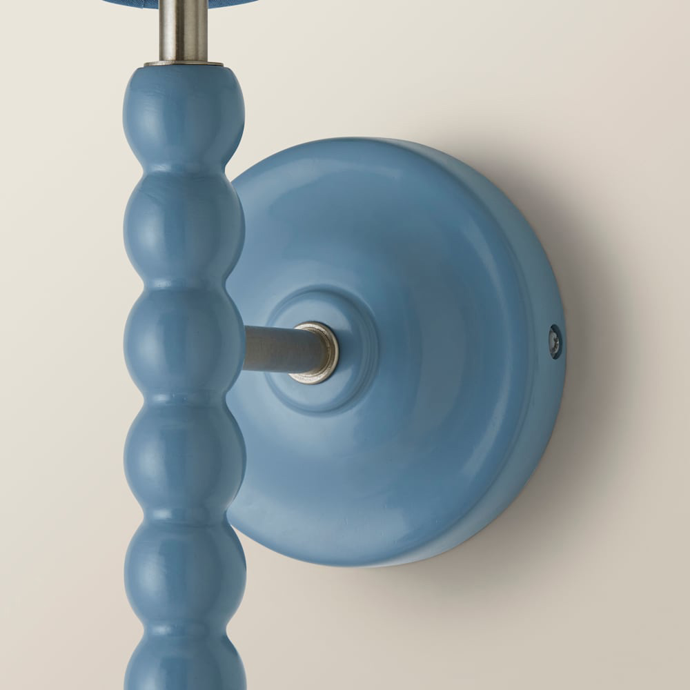 ValueLights Trim Scallop Shade Blue Bobbin LED Wall Light with Bulb Image 6