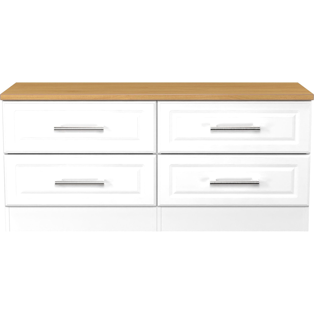 Crowndale Kent 4 Drawer White Ash and Modern Oak Bed Box Ready Assembled Image 2