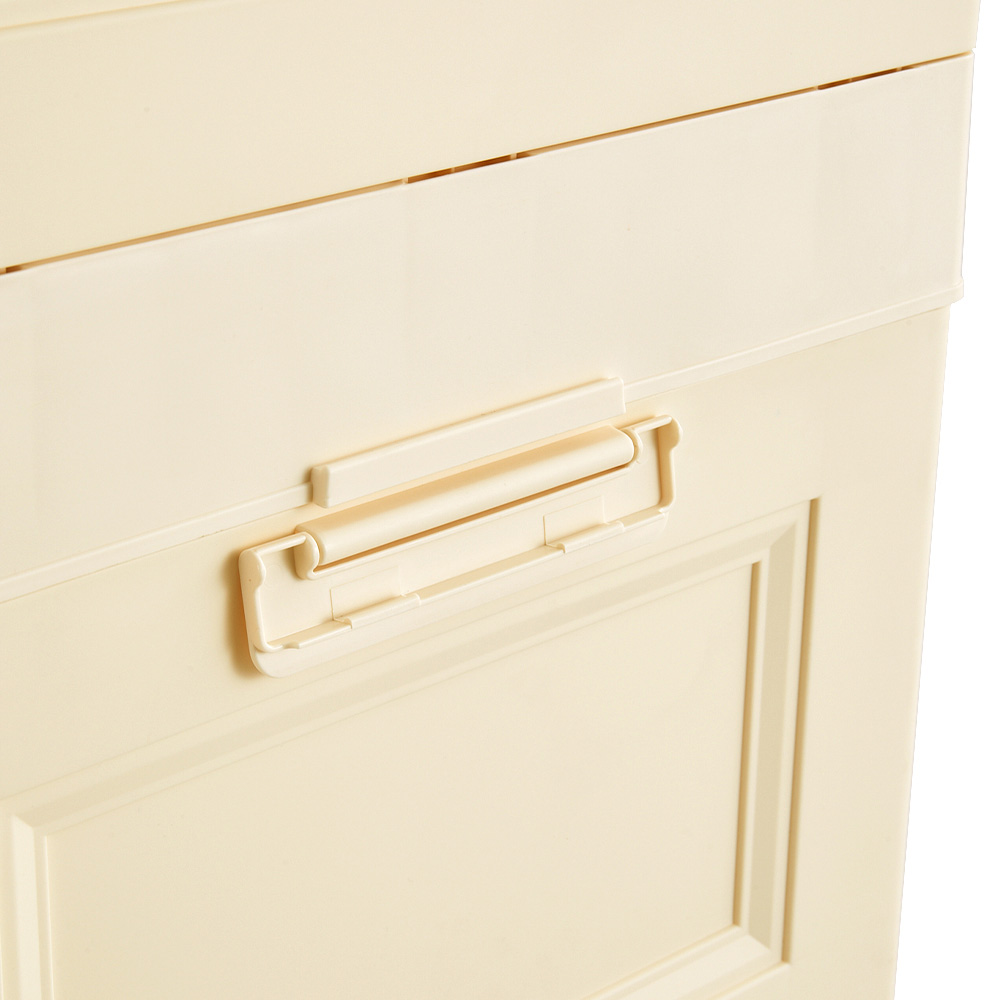 Living and Home 4 Door Cream and White Plastic Foldable Nursery Wardrobe with Wheels Image 6