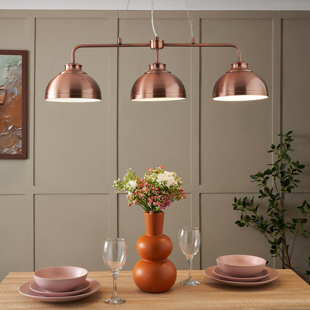 Inlight Brooke 3 Light Dome Diner Rose Gold Pendant Light Image 4