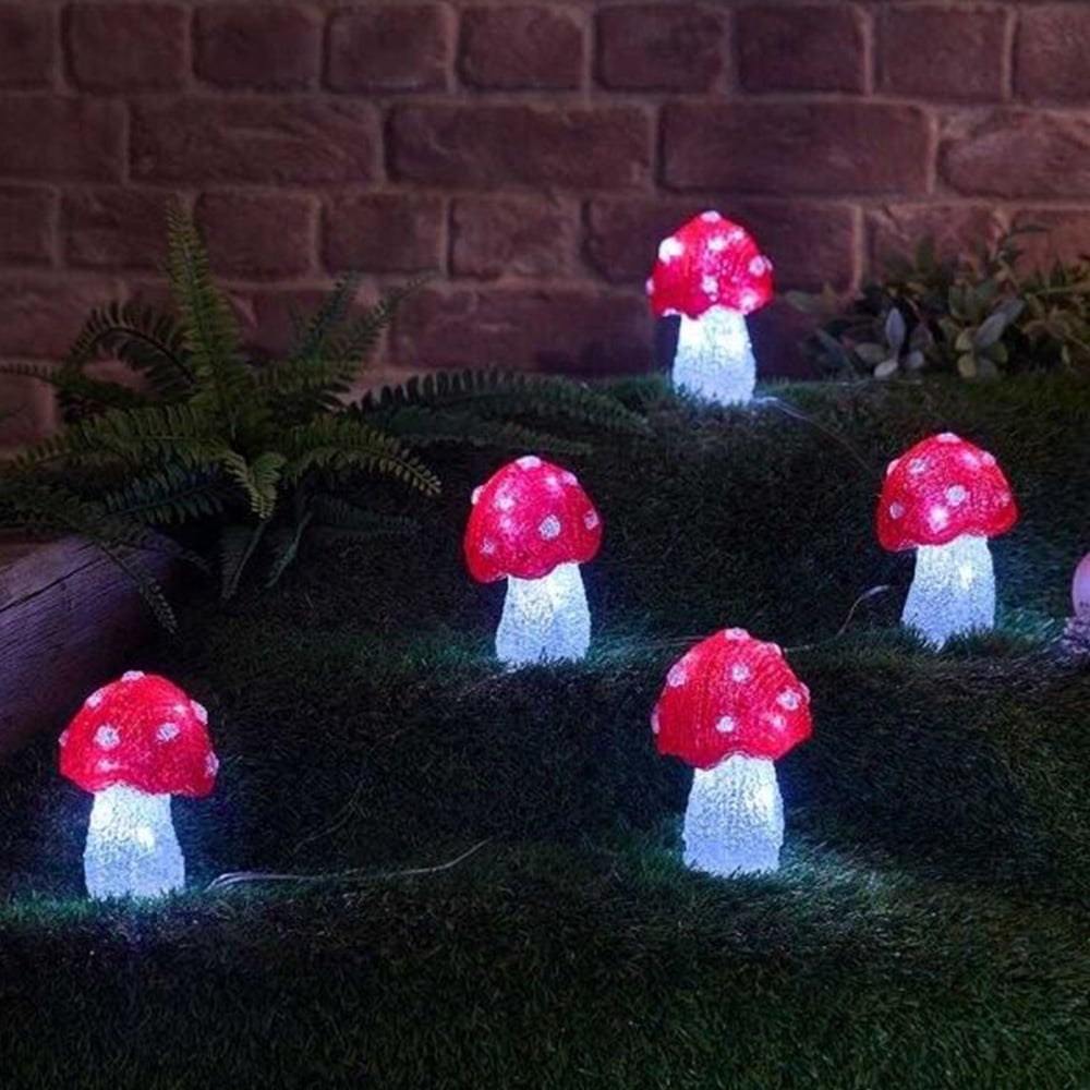 Marco Paul White LED Pre Lit Ice Shroomz Outdoor Christmas Decoration 5 Pack Image 1