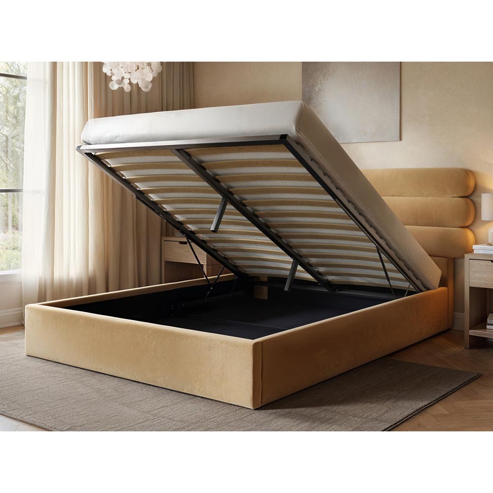 Solace+Co Atlas Double Sand Velvet Ottoman Bed Image 4