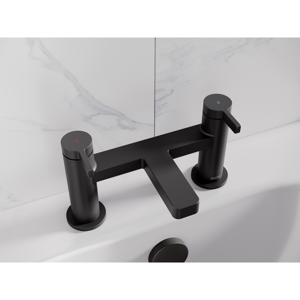 Bristan Elevar Matt Black Deck Mounted Bath Filler with Dual Lever Image 4
