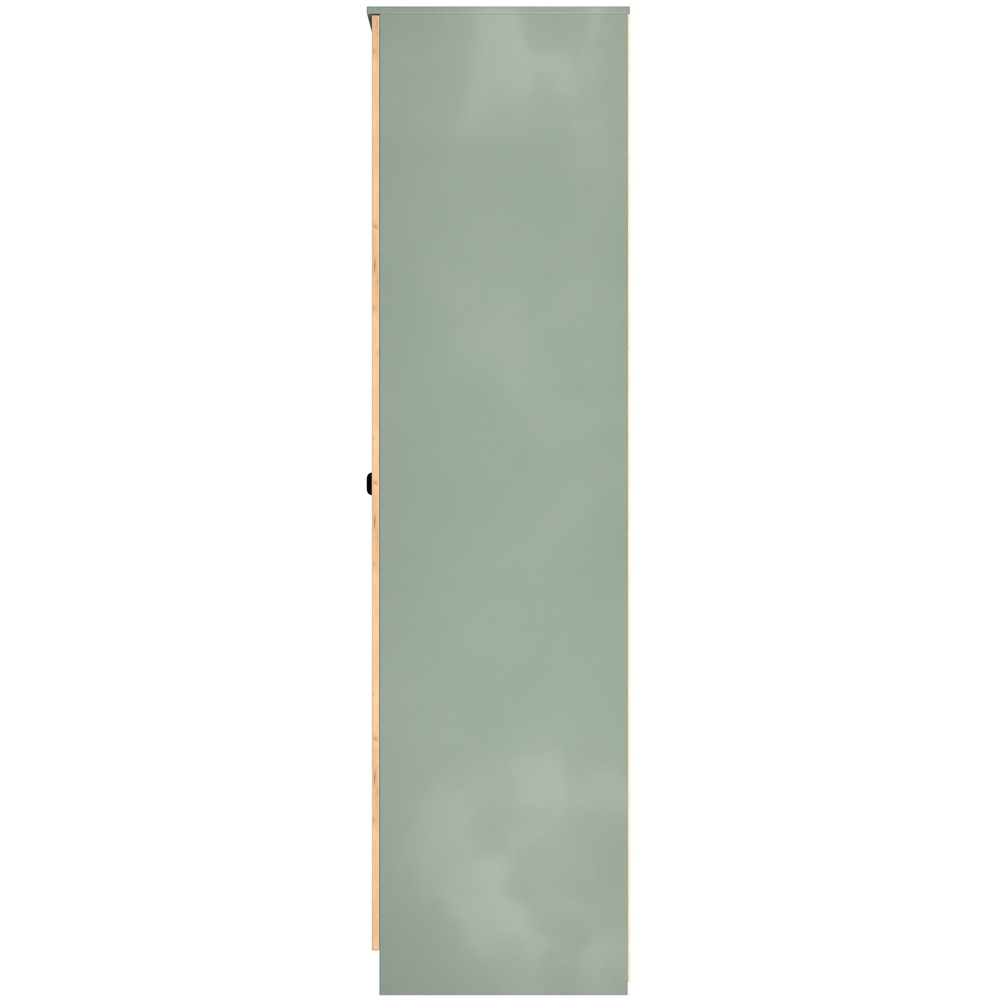 Crowndale Bora 2 Door 6 Shelf Gold Oak and Reed Green Triple Wardrobe Image 3
