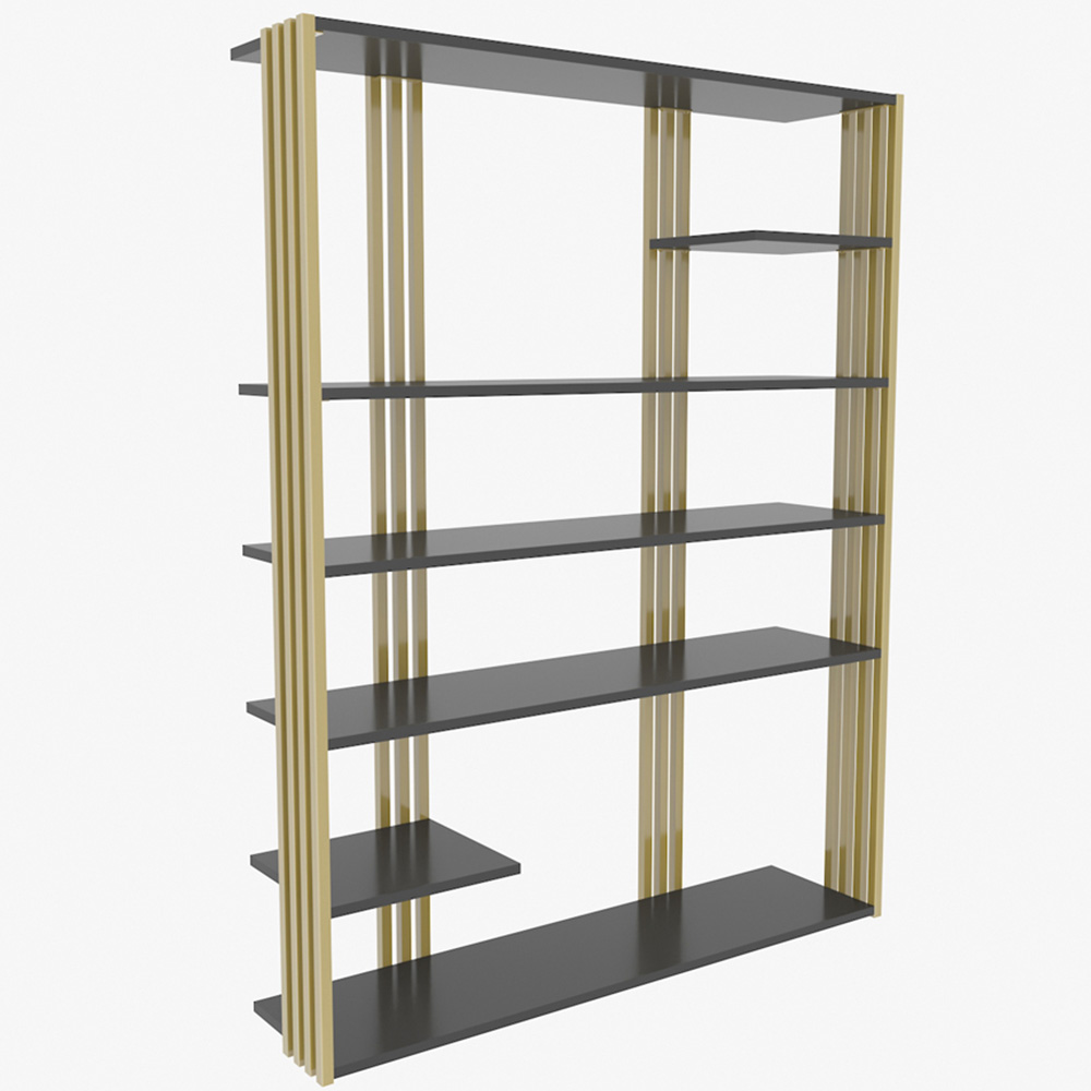 Decorotika Jeni 6 Shelf Anthracite and Gold Bookcase Image 2