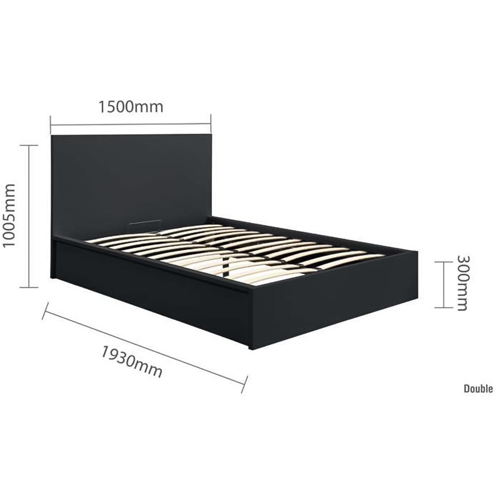 Oslo Double Black Ottoman Bed Image 9