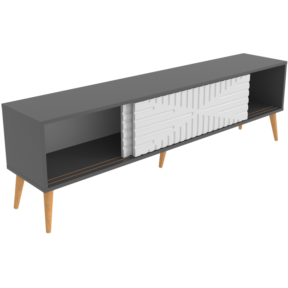 Decorotika Riso 2 Sliding Door Anthracite and White TV Unit Image 5