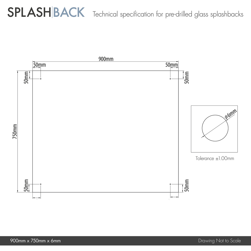 Splashback 0.6cm Thick Clear Kitchen Glass with Brass Caps 90 x 75cm Image 2