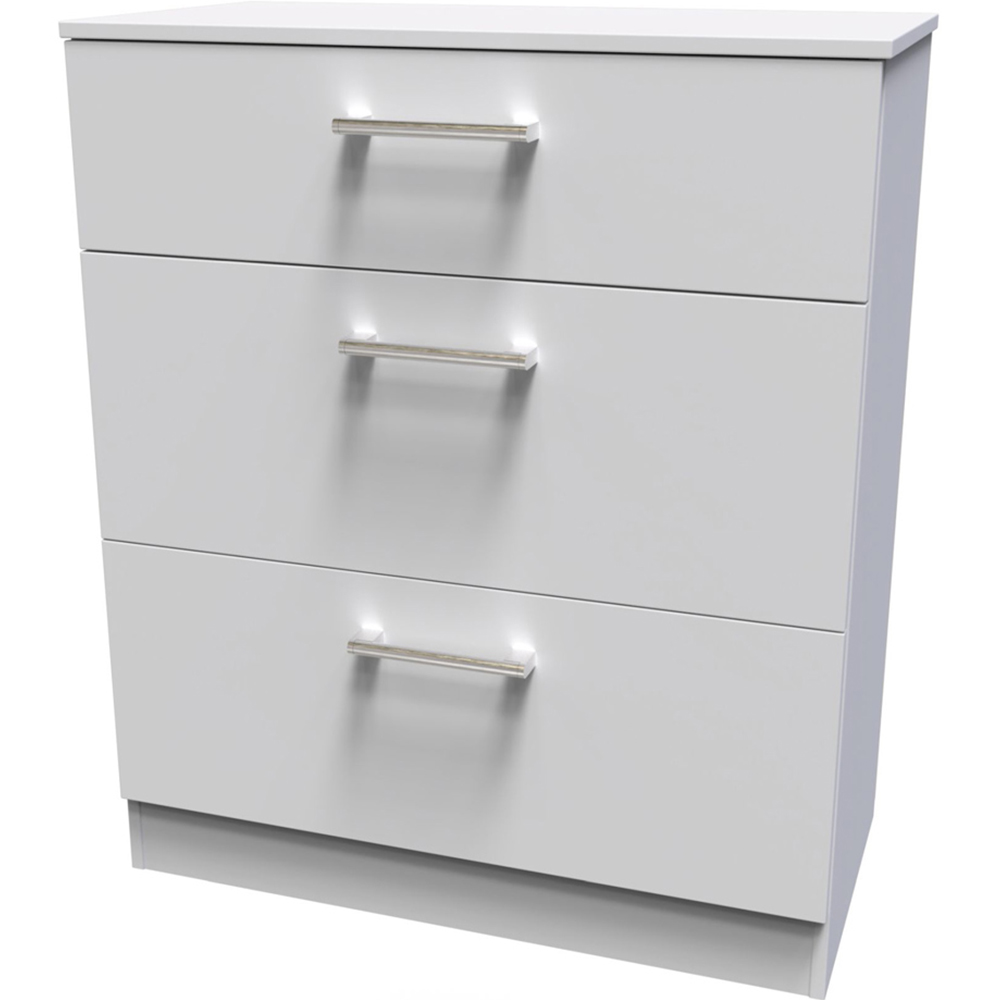 Crowndale Devon 3 Drawer Grey Matt Deep Chest of Drawers Image 2