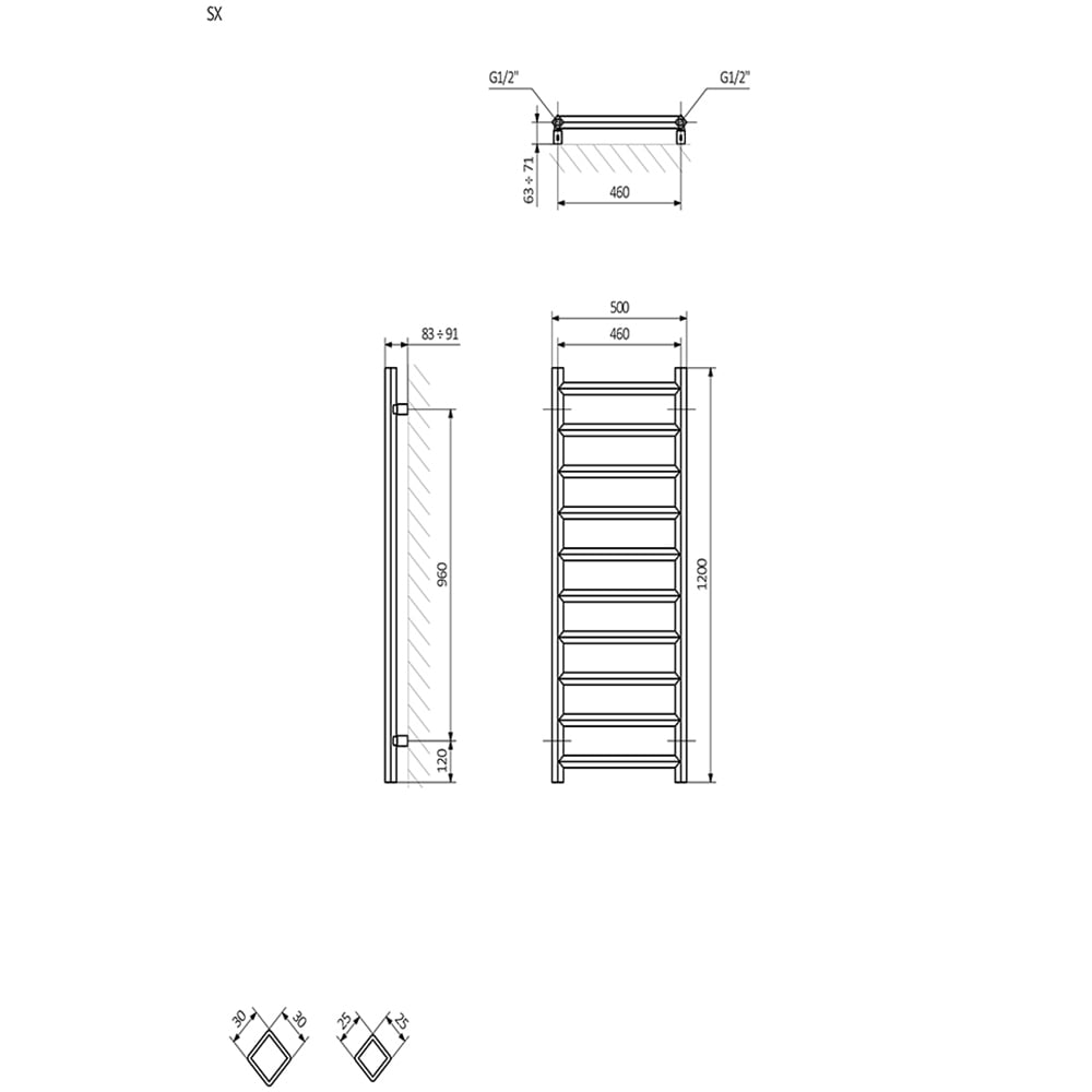 Terma Crystal 1364 BTU Soft White Electric Heated Towel Rail 1200 x 500mm Image 6