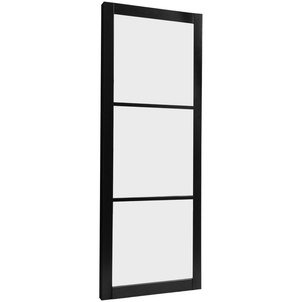 Jet Black Fully Finished Industrial Studio 3 Light Obscure Glass Internal Door 1981 x 686 x 35mm Image 3