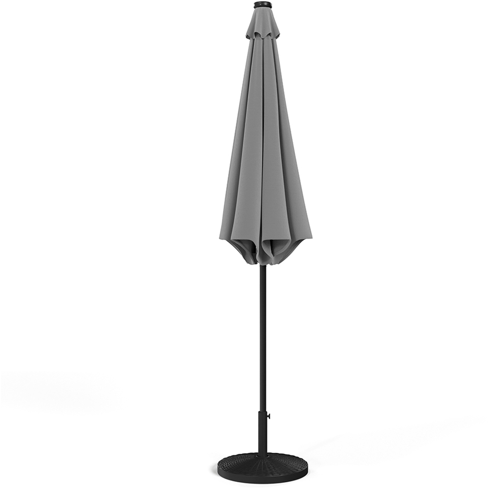 Living and Home Light Grey 24 LED Crank Lift Garden Parasol with Resin Base 3m Image 3