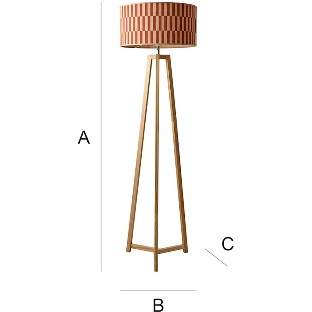 ValueLights Lottie Orange Checkerboard Bamboo Shade Wooden Tripod LED Floor Lamp with Bulb Image 7