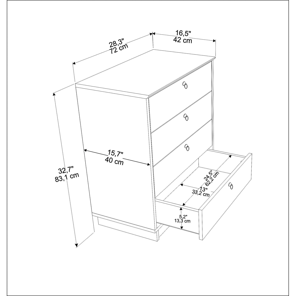 Decorotika Sahra 4 Drawer White and Oud Oak Chest of Drawers Image 6