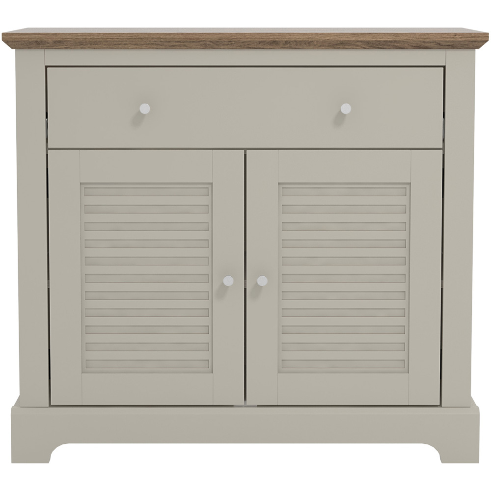 GFW Salcombe 2 Door Single Drawer Light Grey Compact Sideboard Image 2