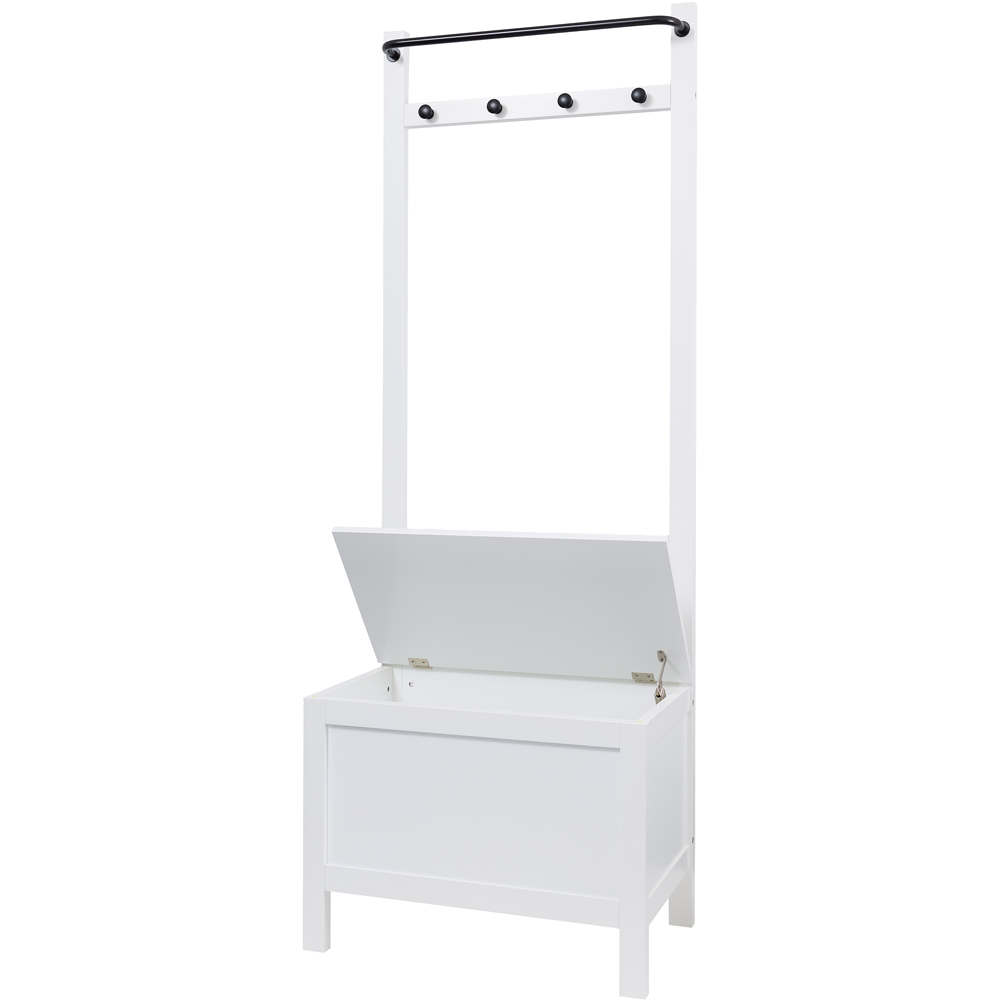 Noa and Nani Karlstad Single Door White Bathroom Cabinet with Coat Hooks and Rail Image 3