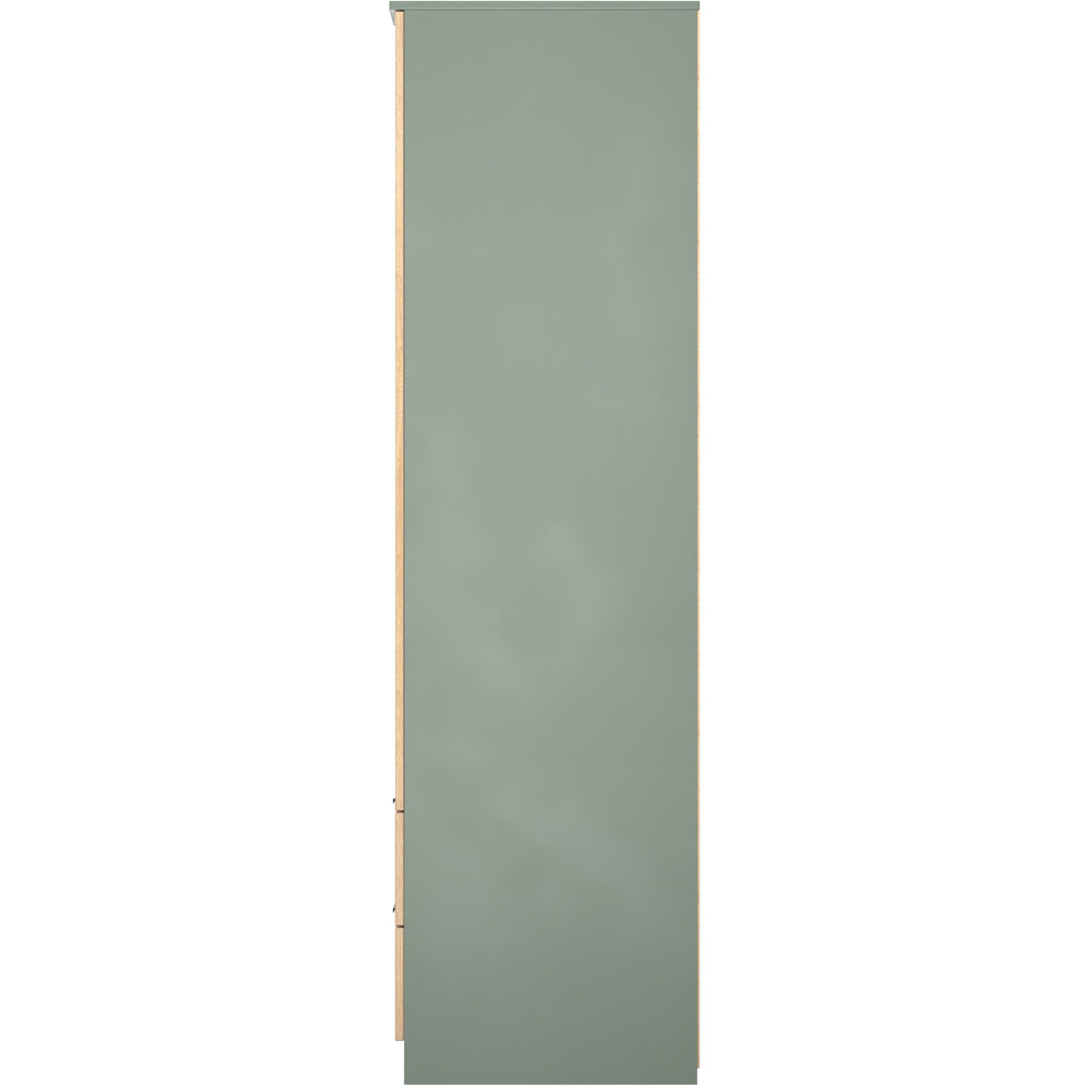 Crowndale Java 2 Door 2 Drawer Slatt Effect and Reed Green Mirror Wardrobe Image 3