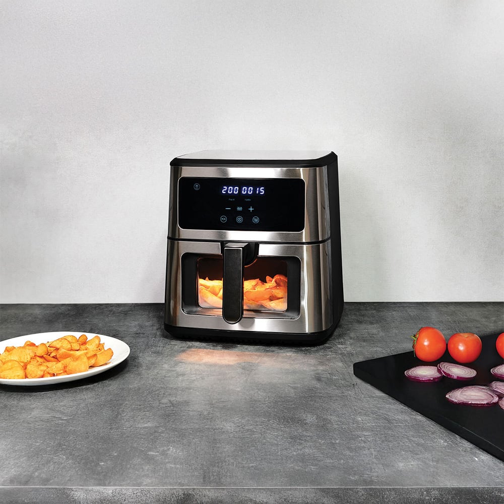 Digital Air Fryer with Drawer 8L - Silver and Black Image 2