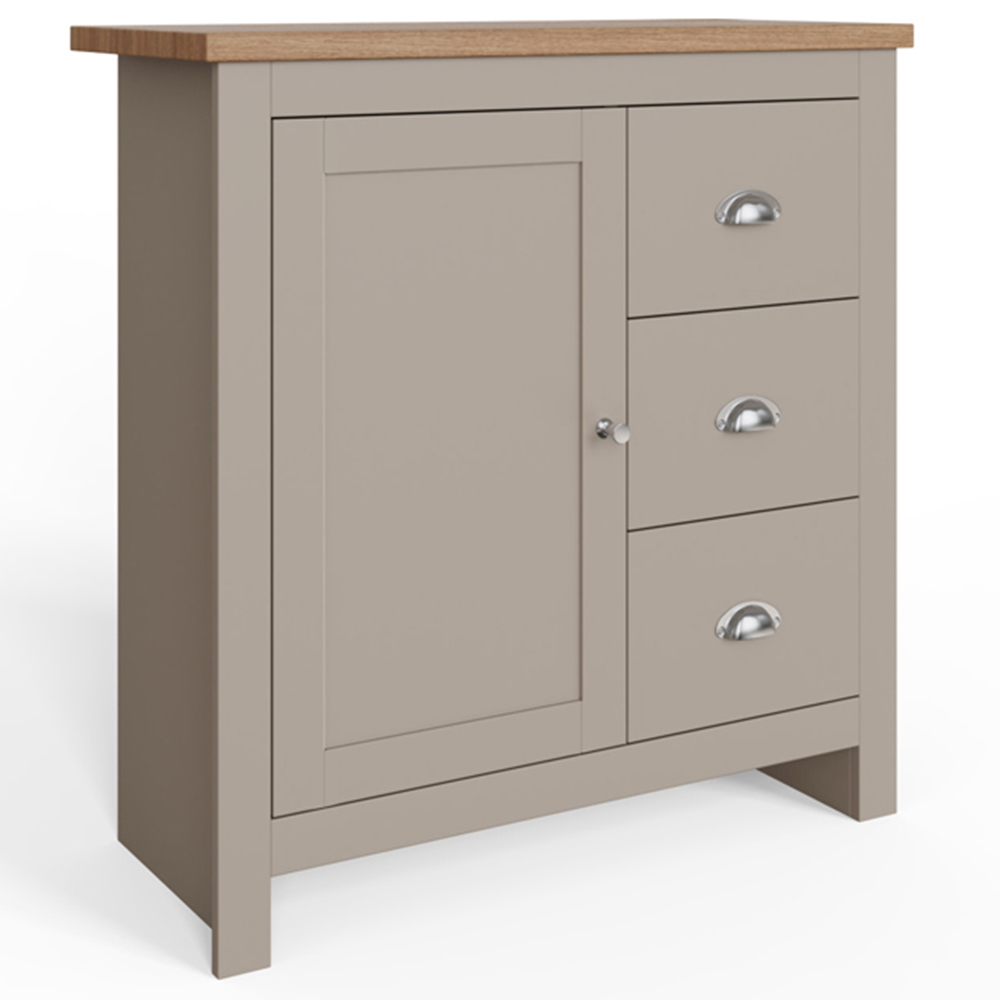 GFW Lancaster Single Door 3 Drawer Grey Storage Unit Image 3