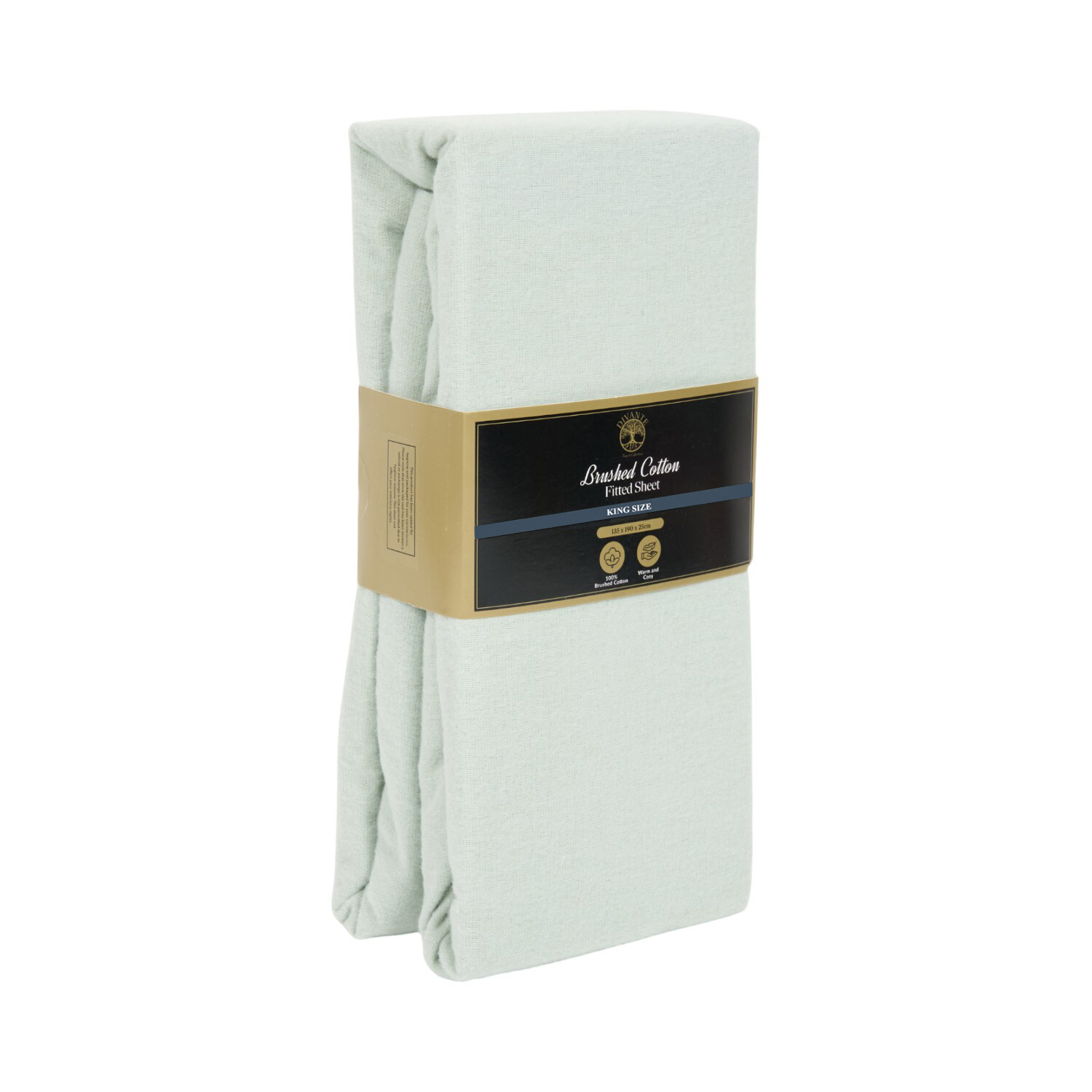 Cosy Brushed Cotton Fitted Sheet Sage King Image 2
