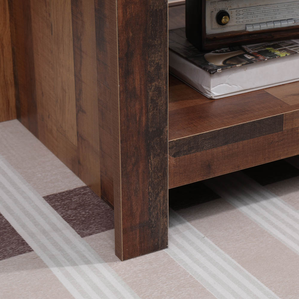 FurnitureHMD Single Shelf Industrial Style Wooden Coffee Table Image 4