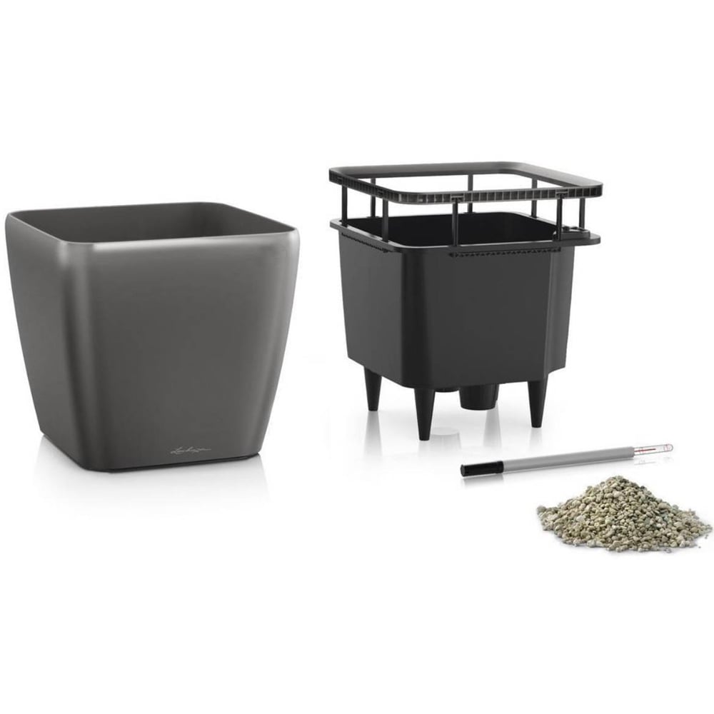 Lechuza Quadro LS 35 Charcoal Poly-Resin Self-Watering Planter 33cm Image 6