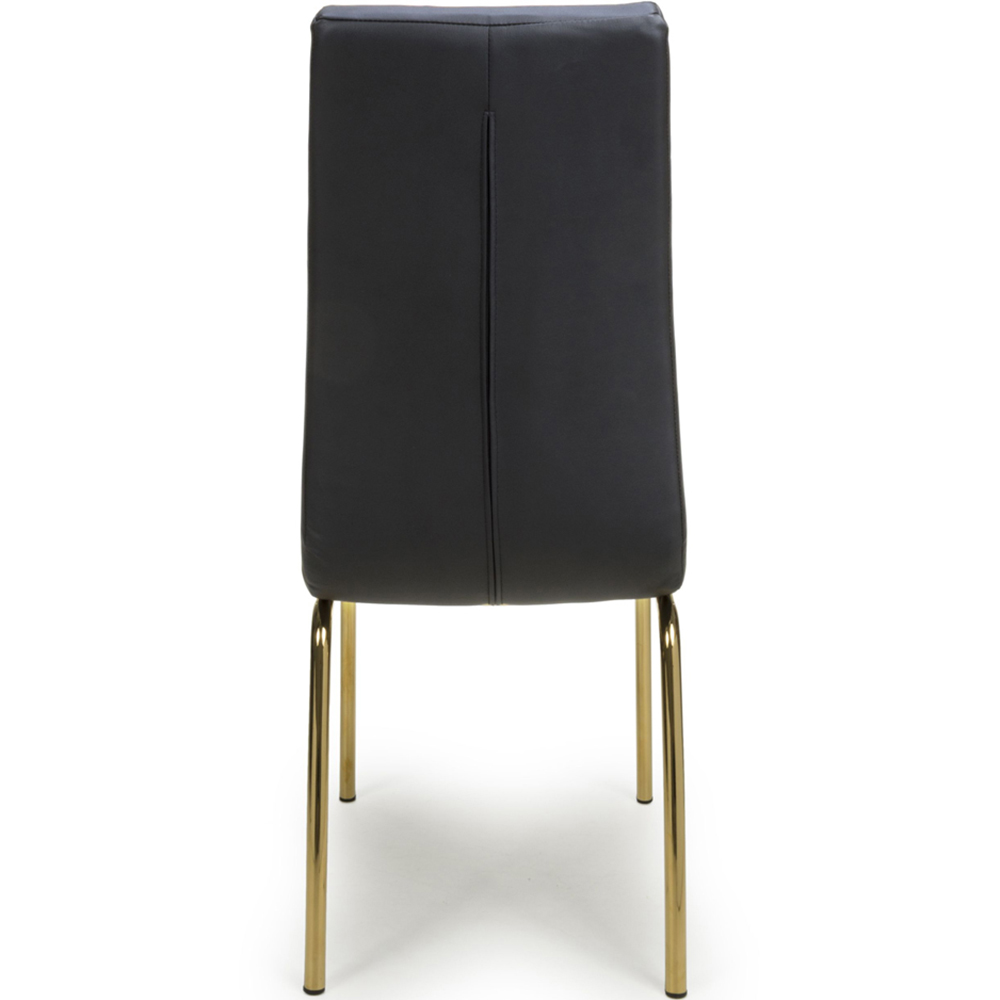 Shankar Jenner Set of 2 Black and Gold Leather Effect Dining Chair Image 4