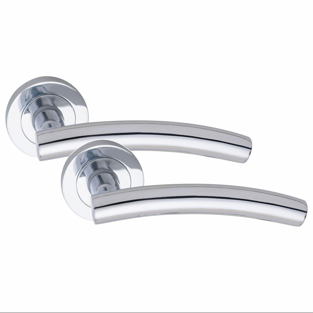 Golden Grace Polished Chrome Arched T-Bar Door Handle with Spindle and Fixing 6 Pack Image 3